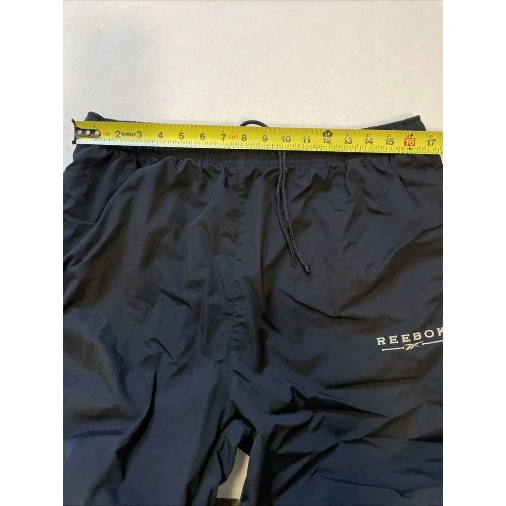 VTG Reebok Track Pants Lined Windbreaker Mens Size XL Black‎ Drawstring Zip Y2K